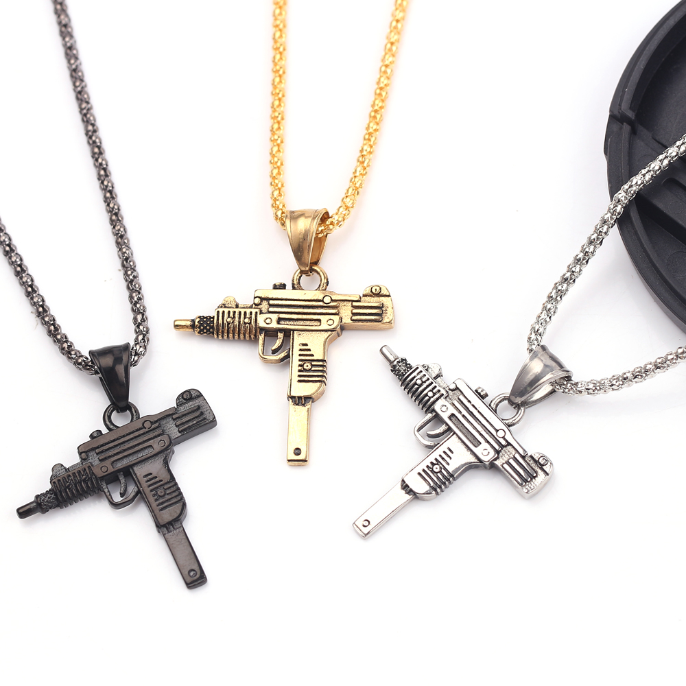 Men'S Fashion Necklaces - Punk Uzi Tabanca Makineli Tüfek Kolye