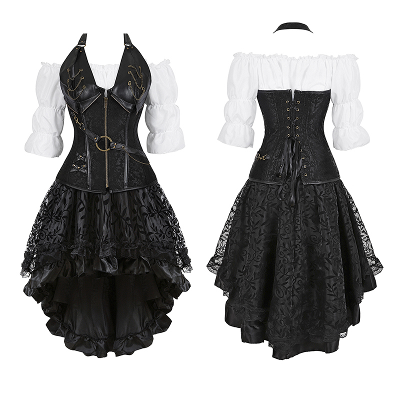 Formal Waistcoat Vest - Kadınlar için Steampunk korse elbise siyah