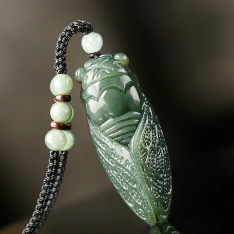 Men'S Fashion Necklaces - Doğal Hetian yeşim Cicada kolye boncuk