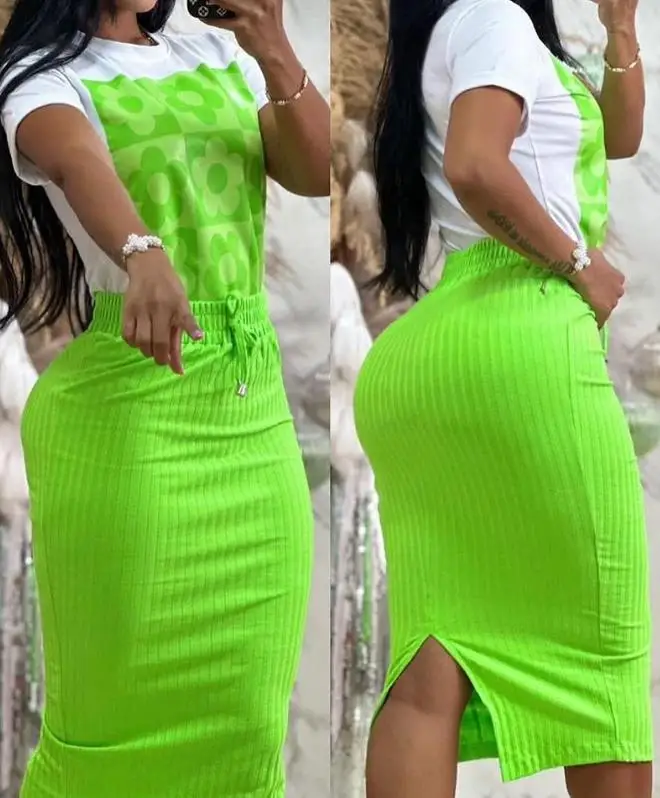Mens Fashion Summer 2025 - Kadın Çiçek Grafik Baskı Üst ve