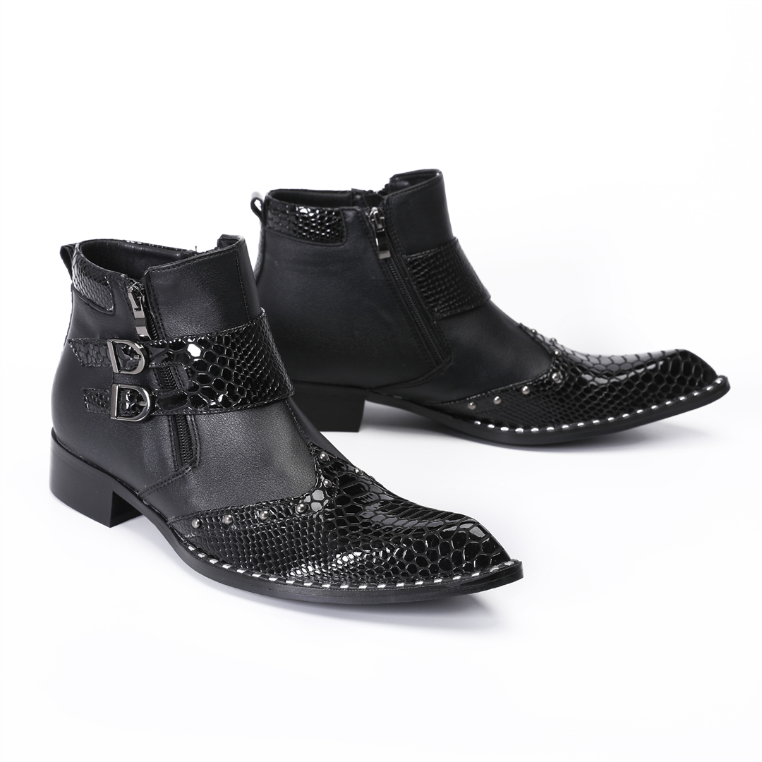 Mens Fashion Dress Shoes - Moda perçinler sivri burun erkek hakiki