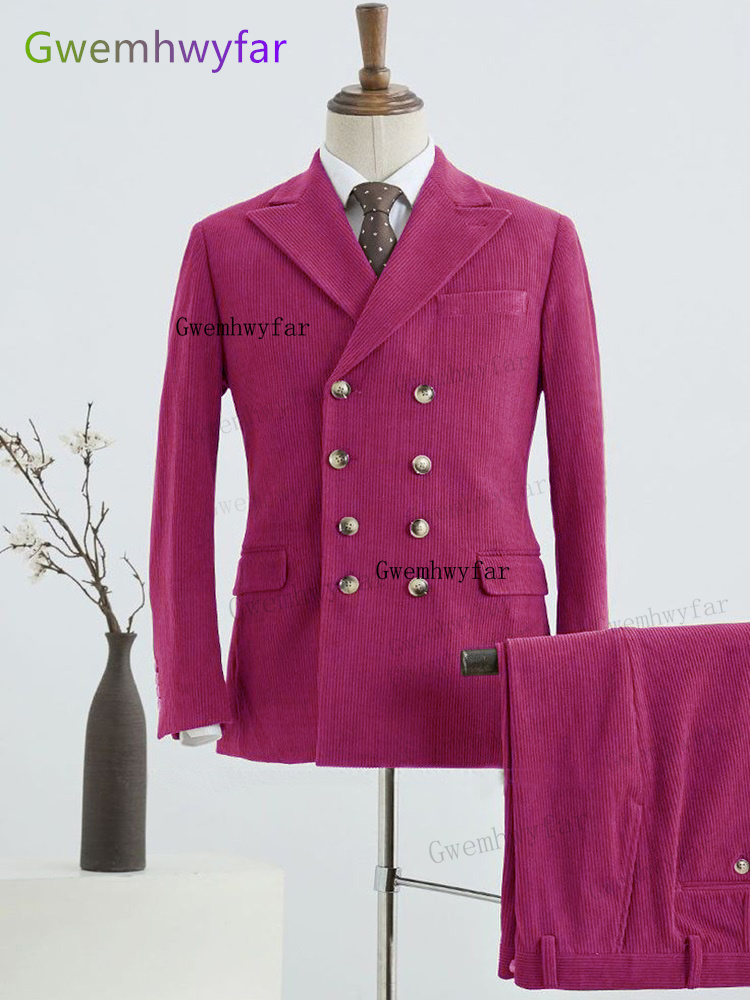 Corduroy Jacket Men - Gwenhwyfar Kış Pembe Kadife Erkek Giyim