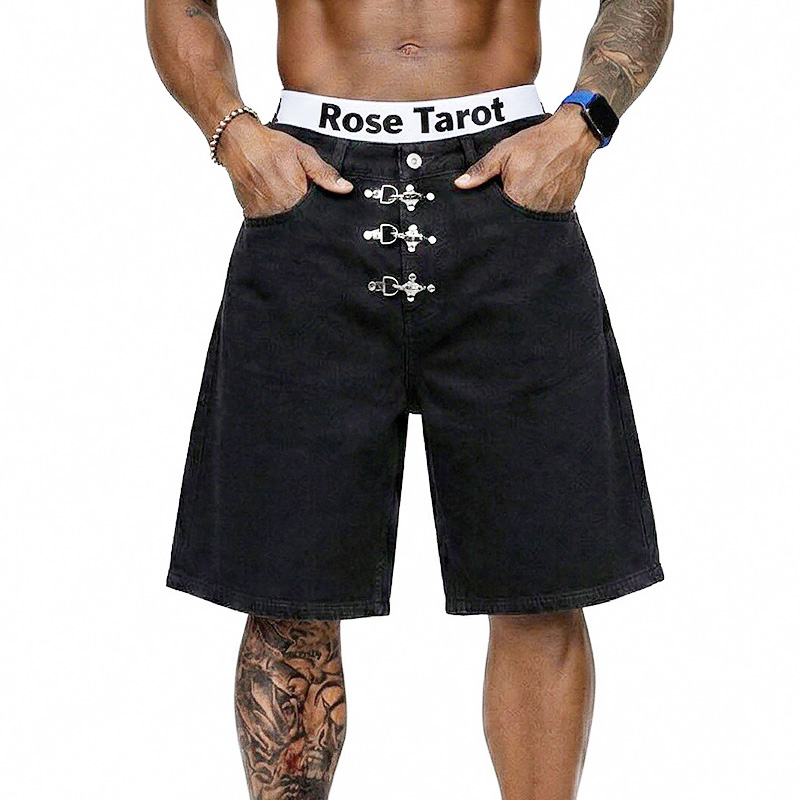 Men'S Fashion With Baggy Jeans - Metal Tokalı Kısa Bol Jean Erkek