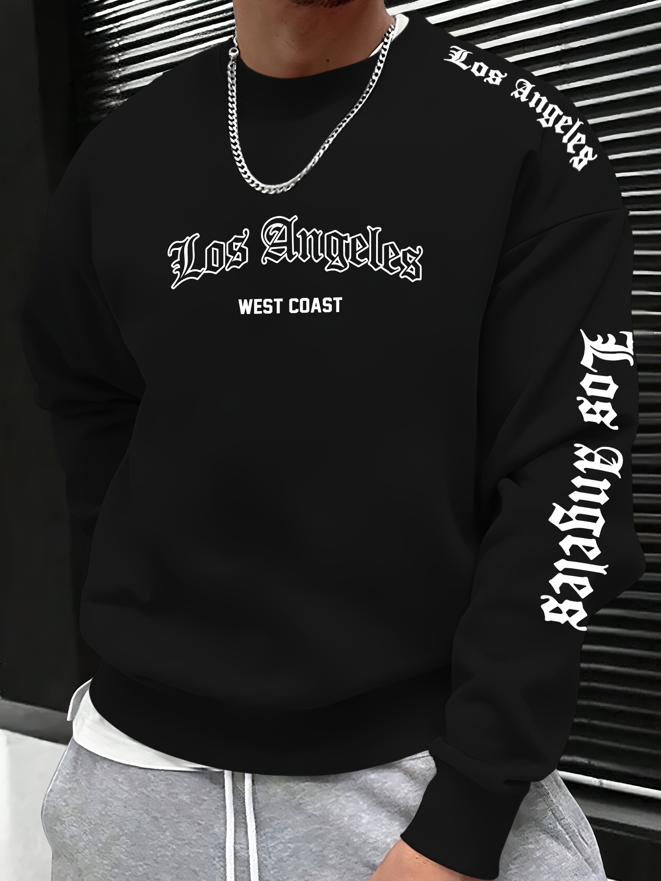 Mens Fashion Streetwear - 2026 Sonbahar/Kış Erkek Yuvarlak Yaka Harf