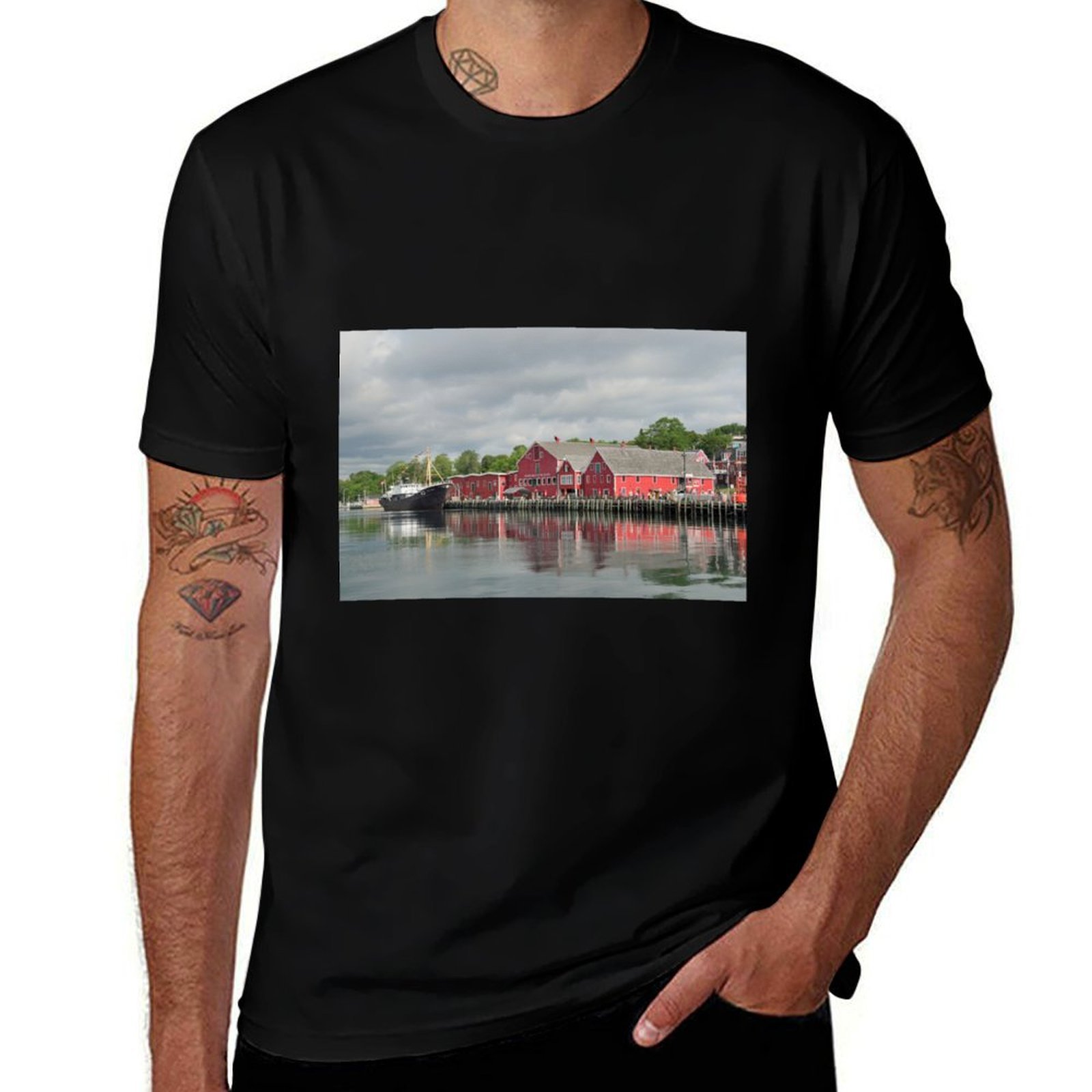 Men'S Fashion Nova Shirts - Lunenburg Kasabası, Nova Scotia Tişörtü Günlük