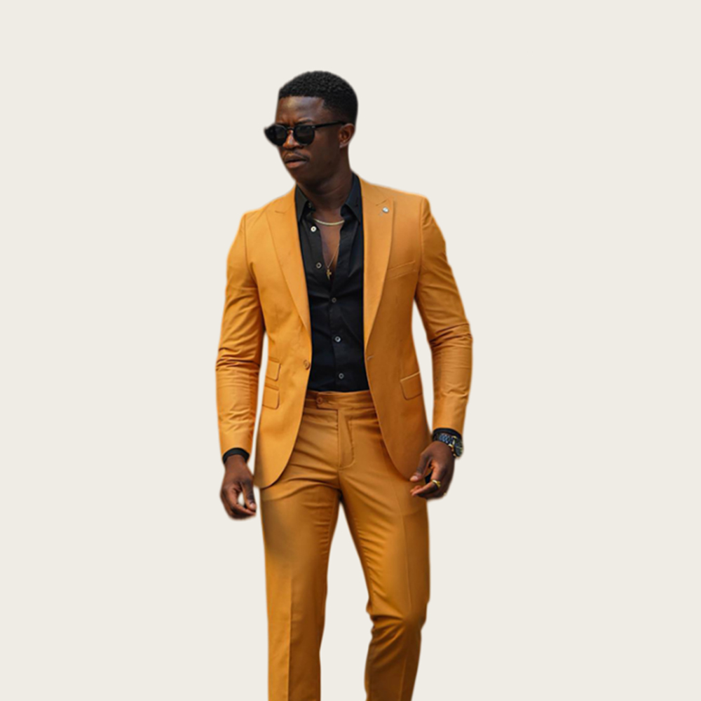 Slim Fit Blazer Men - Hardal Sarısı Erkek Takım Elbise 2