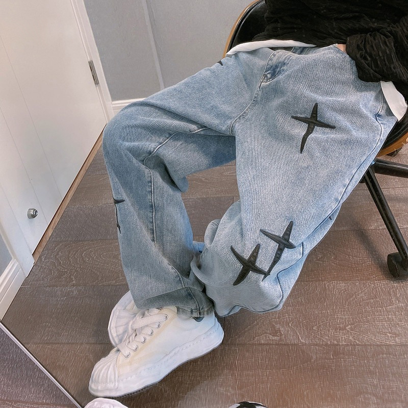 Men'S Fashion With Baggy Jeans - Baskılar Kot Erkekler 2023 Yeni Streetweed