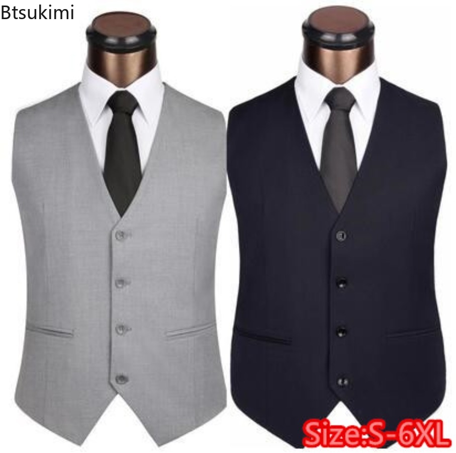 Formal Waistcoat Vest - S-6XL Artı Boyutu erkek Kore Slim