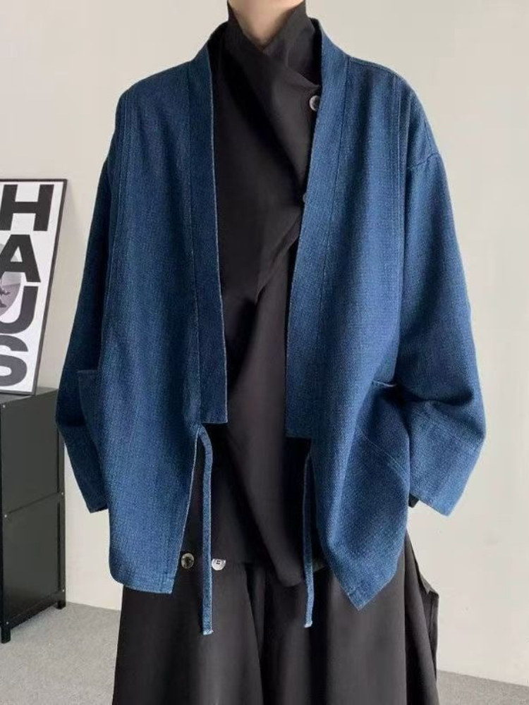 Mens Fashion Denim Jacket - Vintage Japon Tarzı Denim Ceket Erkek