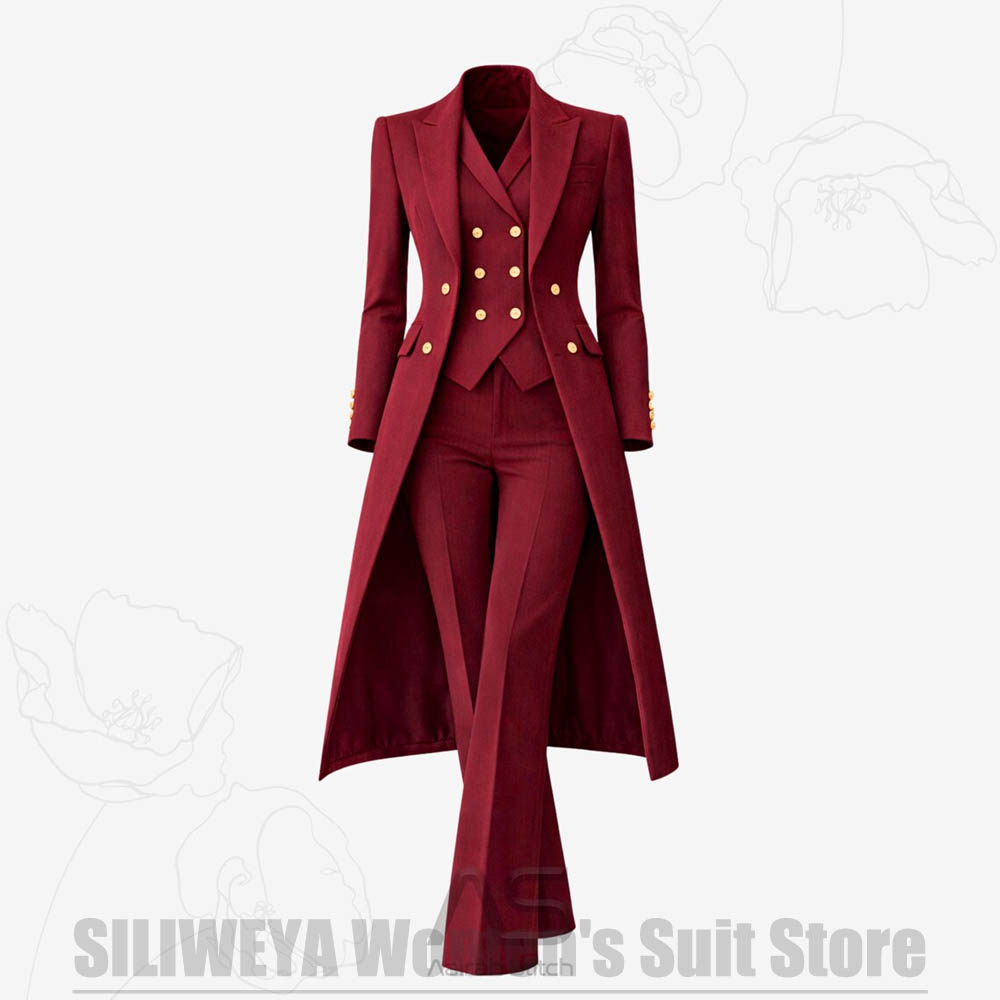 Formal Waistcoat Vest - Kadın Takım Elbise 3 Parça Kruvaze