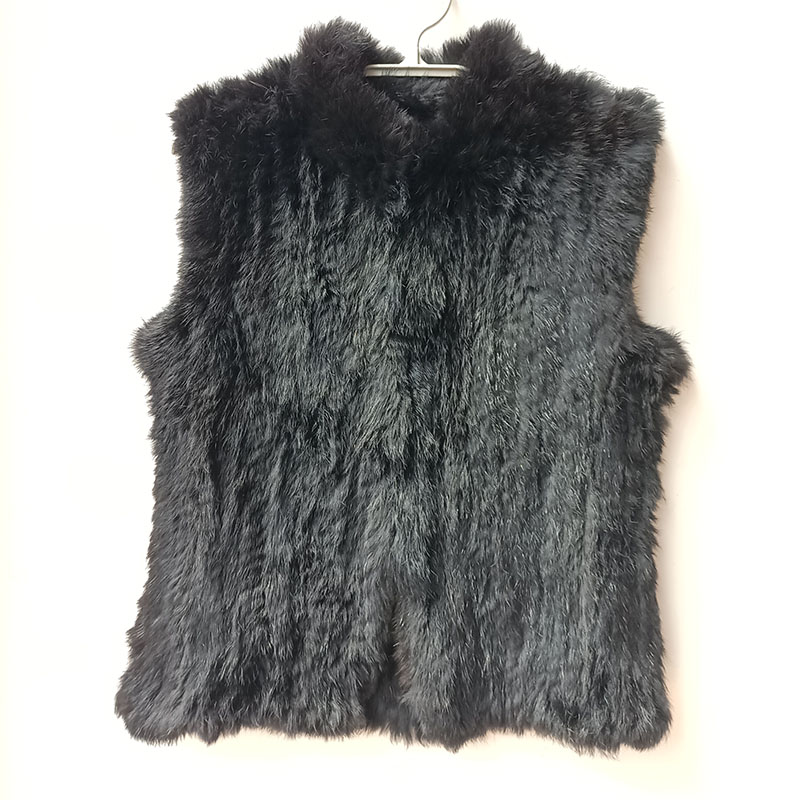 Formal Waistcoat Vest - 2023 kış siyah örme gerçek tavşan