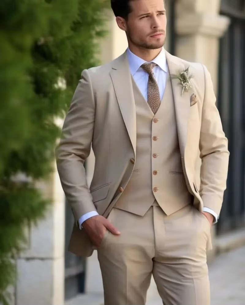 Slim Fit Blazer Men - Haki Zarif Erkek Takım Elbise Akıllı