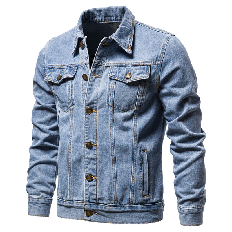Mens Fashion Denim Jacket - 2025 Sonbahar Erkek Düz Renk Kot