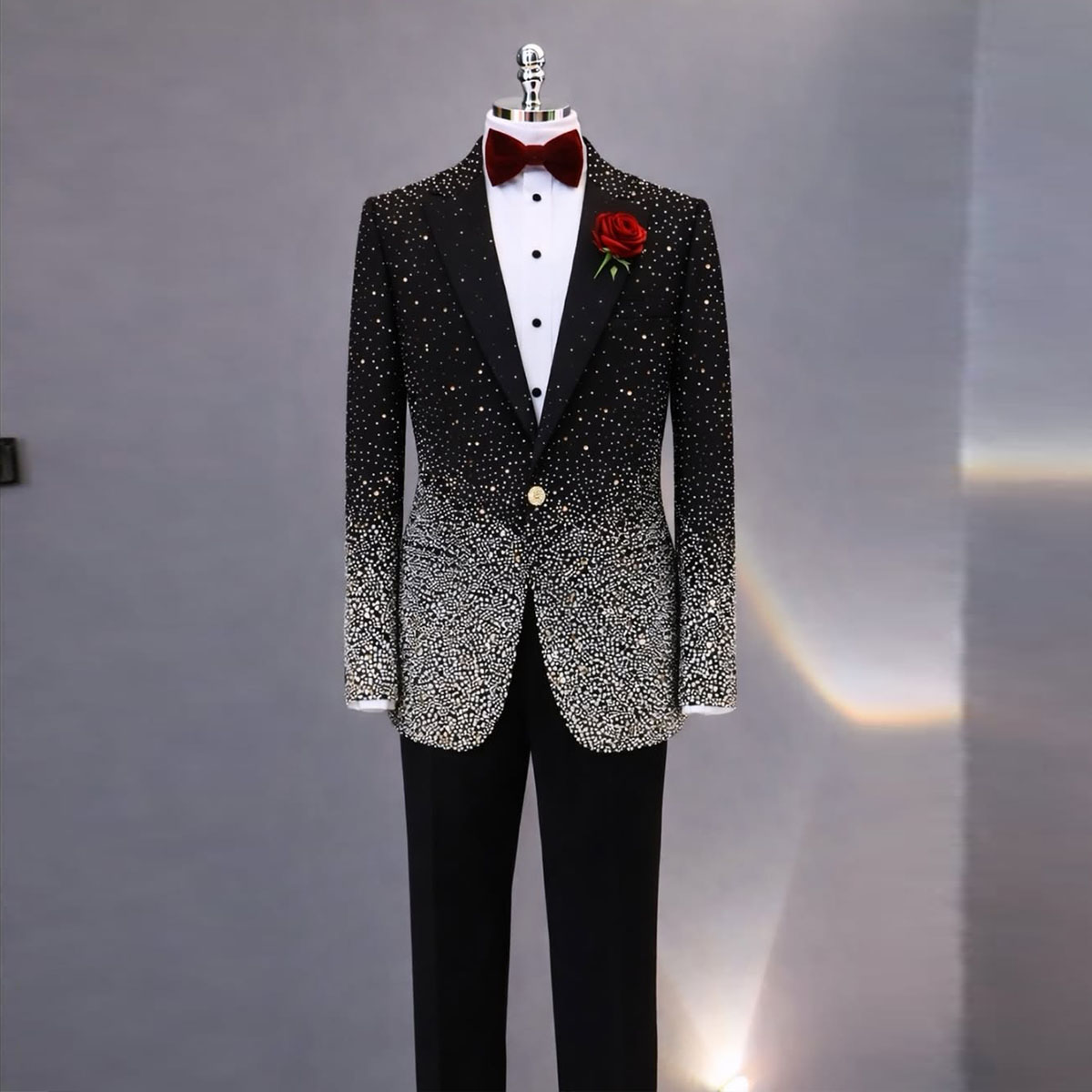 Slim Fit Blazer Men - Şık Rhinestone Elmas Erkek Takım Elbise