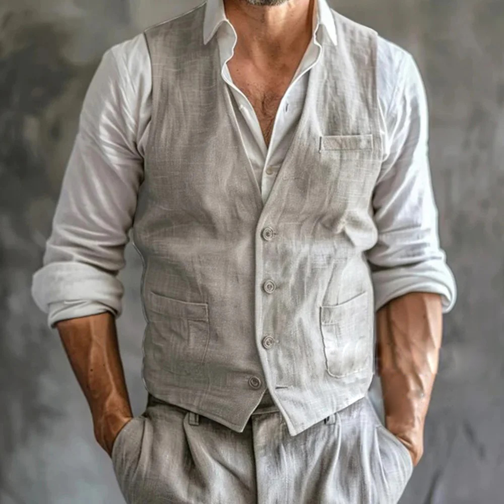 Erkek Keten Yelek Yaz Erkek Ji - Formal Waistcoat Vest incelemesi ve fiyatı