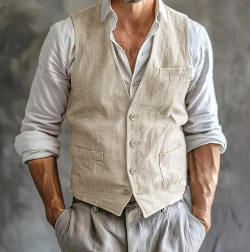 Erkek Keten Yelek Yaz Erkek Ji - Formal Waistcoat Vest incelemesi ve fiyatı