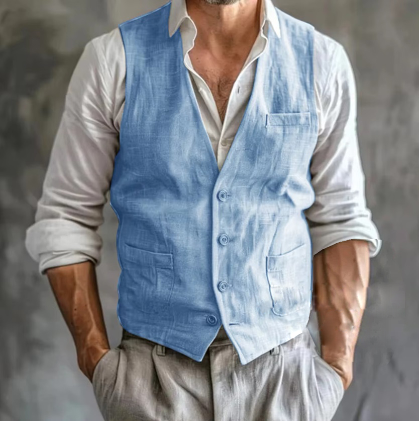 Erkek Keten Yelek Yaz Erkek Ji - Formal Waistcoat Vest incelemesi ve fiyatı