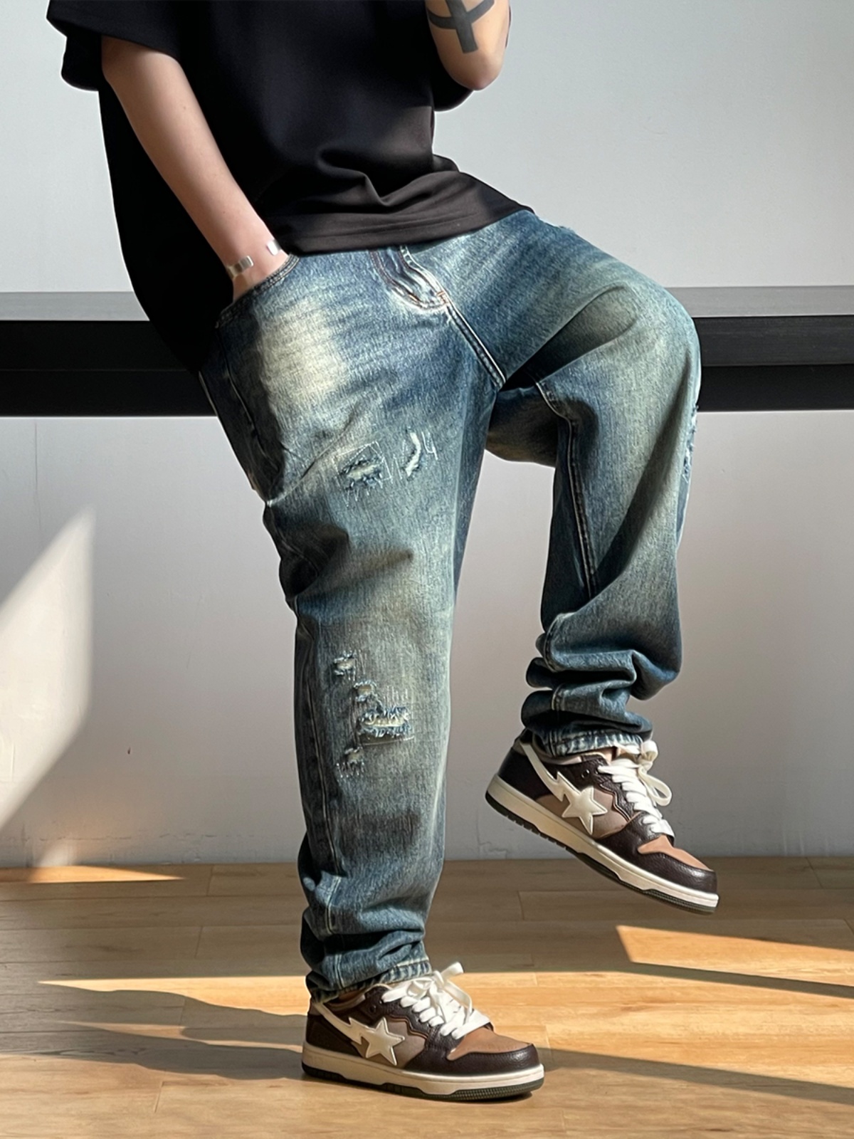 Kore moda erkekler için yırtık - Men'S Fashion With Baggy Jeans incelemesi ve fiyatı