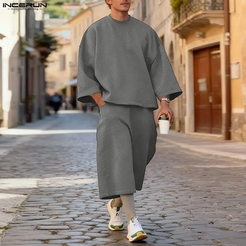 INCERUN Erkekler Setleri Düz R - Mens Fashion Streetwear incelemesi ve fiyatı
