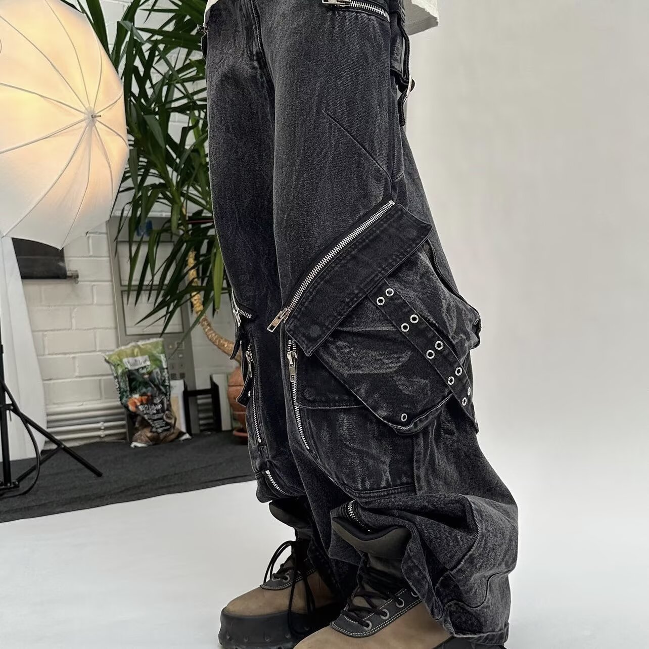 Y2K Siyah Gotik Punk Çok Cepli - Men'S Fashion With Baggy Jeans incelemesi ve fiyatı