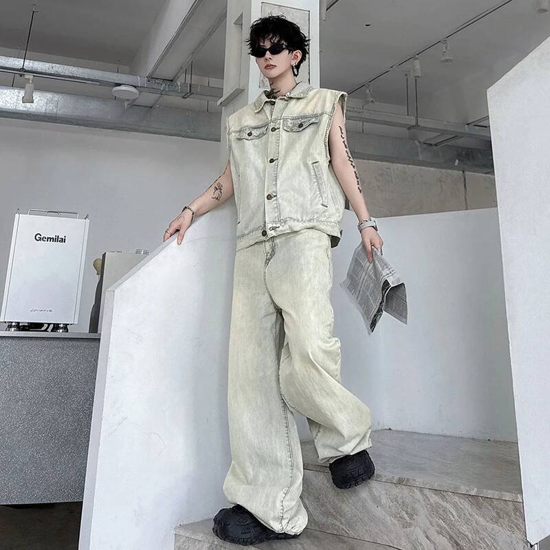 LUZHEN 2026 Yaz Denim Iki parç - Mens Fashion Streetwear incelemesi ve fiyatı