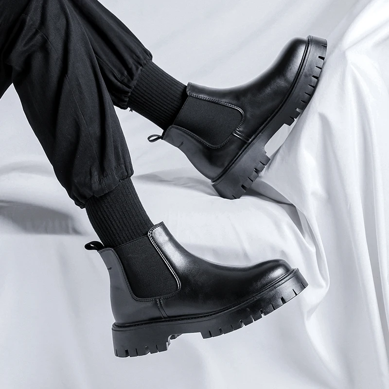 Chelsea Boots Moda Deri Beyefe - Mens Fashion Dress Shoes incelemesi ve fiyatı