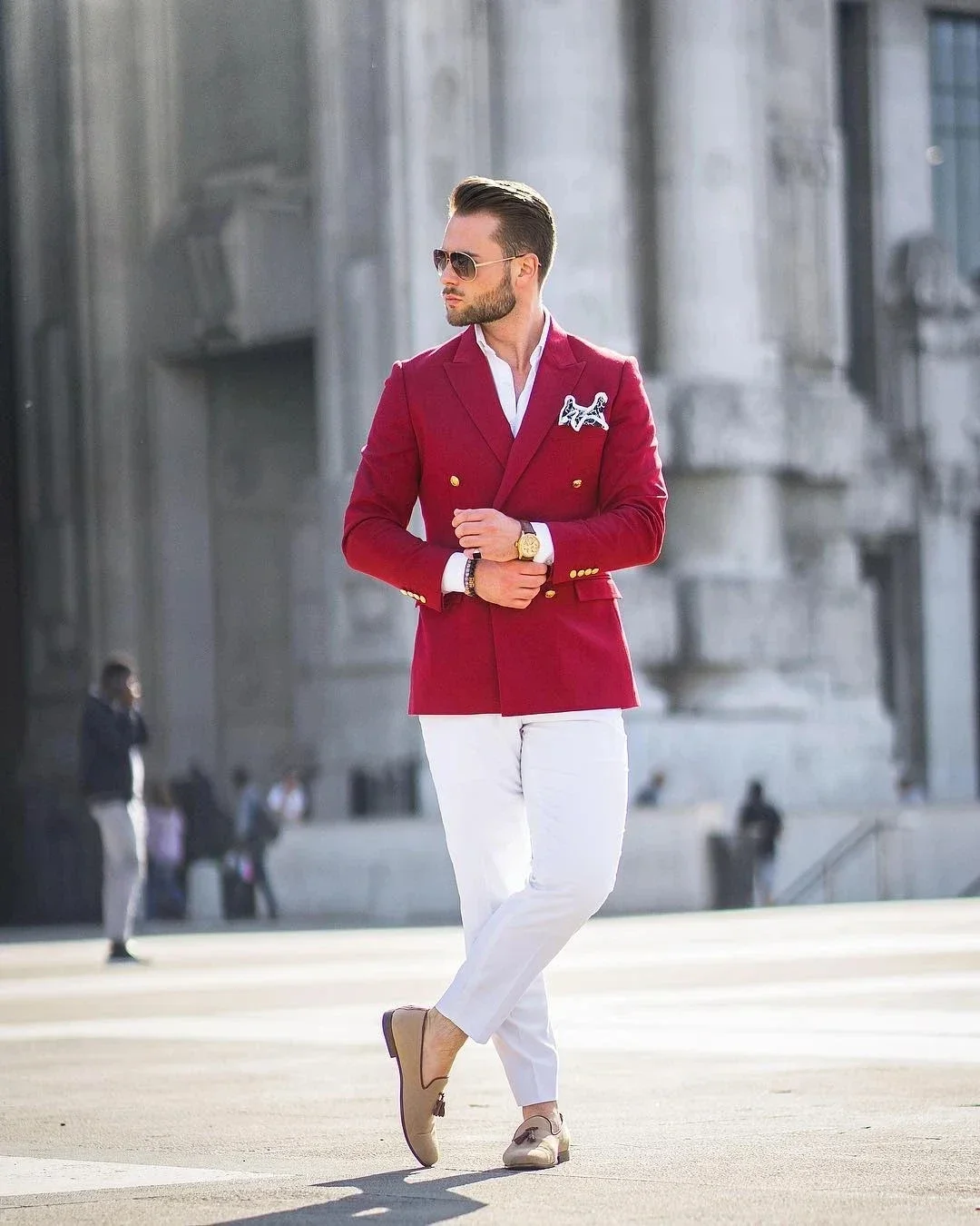 Kırmızı Ceket Beyaz Pantolon K - Slim Fit Blazer Men incelemesi ve fiyatı