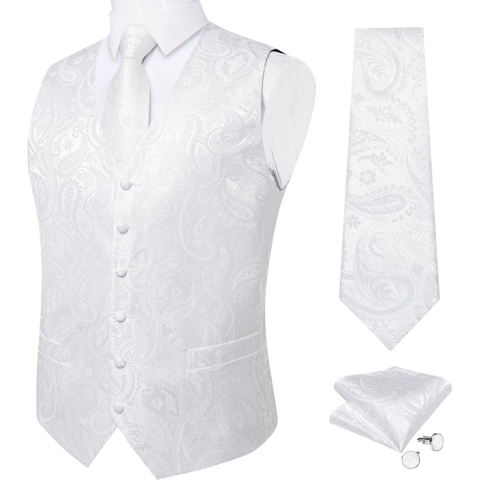 Saf Beyaz Düğün Yelek Adam içi - Formal Waistcoat Vest incelemesi ve fiyatı