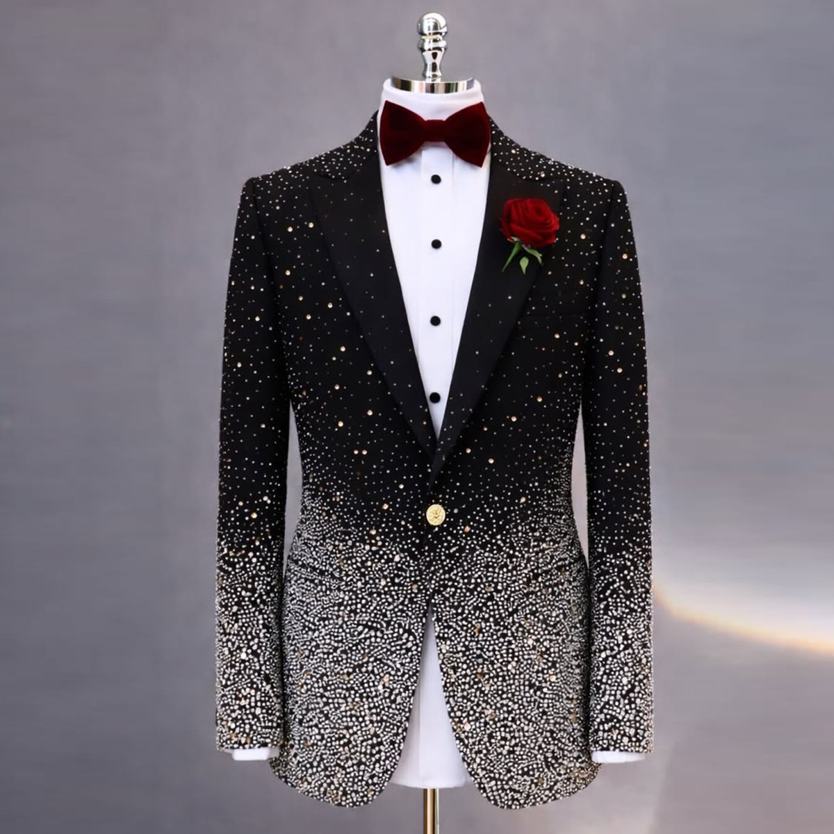 Şık Rhinestone Elmas Erkek Tak - Slim Fit Blazer Men incelemesi ve fiyatı